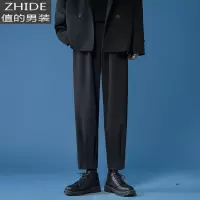 SUNTEKvibe裤子男韩版潮流痞帅九分裤束脚小西裤垂感配马丁靴的工装裤西裤