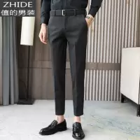 SUNTEK毛呢西裤男冬季加厚保暖韩版潮流男士妮子裤修身小脚呢子休闲裤子西裤
