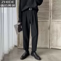 SUNTEK西裤男春秋款痞帅垂感韩版潮流直筒宽松修身小脚垂坠感休闲西装裤西裤