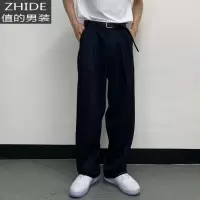 SUNTEK秋冬季新款长裤子男韩版宽松垂感西裤潮流阔腿休闲裤直筒西装裤西裤