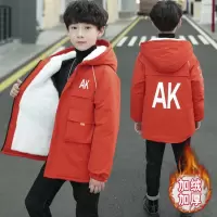 SUNTEK男童秋冬外套2020新款连帽加绒风衣中长款网红夹棉夹克中大童潮装风衣