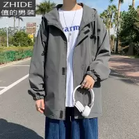 SUNTEK双层连帽风衣夹克男韩版潮牌宽松炸街帅气港风日系机能风工装外套风衣