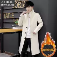 SUNTEK男士风衣长款过膝修身呢子外套男韩版潮流秋冬季中长款毛呢大衣男风衣