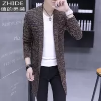 SUNTEK针织外套男士秋季开衫修身风衣男中长款毛衣休闲百搭春秋青年衣服风衣