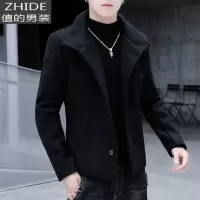SUNTEK秋冬季毛呢大衣男短款2020新款韩版休闲厚夹克妮子外套男士小风衣风衣