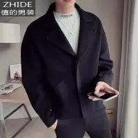 SUNTEK毛呢外套男短款秋冬季新款宽松潮流男士呢子大衣英伦休闲小风衣男风衣