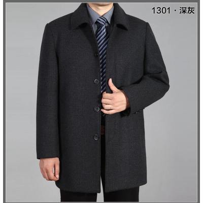 SUNTEK秋冬季中老年男士毛呢大衣中长款呢子加厚外套风衣爸爸加肥加大风衣