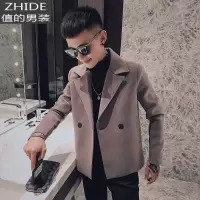 SUNTEK男士秋装毛呢大衣韩版潮流修身外套网红帅气短款呢子风衣秋冬上衣风衣