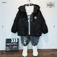 SUNTEK童装男童秋冬装外套2020新款韩版儿童洋气夹克风衣中小童加棉上衣风衣