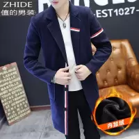 SUNTEK男士夹克秋冬季新款加厚上衣服韩版潮流中长款风衣休闲呢子外套男风衣