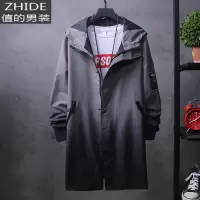SUNTEK渐变色风衣男士中长款春秋2020新款加绒棉服装大衣痞帅气工装外套风衣