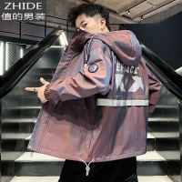 SUNTEK春秋季外套男韩版潮流宽松帅气休闲百搭炸街褂子工装夹克痞帅风衣风衣