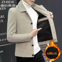 SUNTEK加棉加厚毛呢大衣男青年修身仿貂绒短款夹克外套韩版百搭帅气风衣风衣