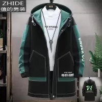 SUNTEK外套男春秋季新款韩版潮流风衣连帽上衣服男士秋冬装中长款夹克男风衣