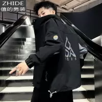 SUNTEK男士外套春秋季韩版潮流百搭立领夹克衫春装潮牌帅气休闲短款风衣风衣