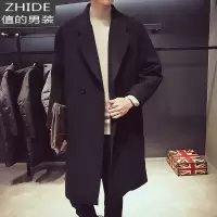 SUNTEK2020秋冬季新款风衣男士中长款毛呢子大衣韩版潮流西装修身外套男风衣