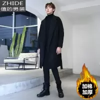 SUNTEK秋冬加厚毛呢风衣中长款外套男士过膝呢子韩版大衣英伦风潮流帅气风衣