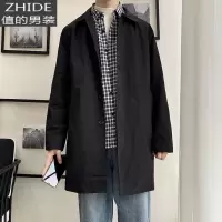 SUNTEK秋冬装色西装领风衣男加肥加大码潮流宽松休闲中长款单排扣外套风衣