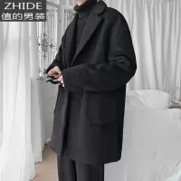 SUNTEK毛呢大衣男士中长款风衣秋冬季韩版潮流休闲加厚大码胖子呢子外套风衣