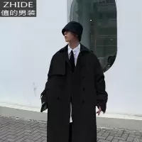 SUNTEK设计感风衣男中长款春秋季过膝大码长款大衣新款韩版潮流帅气外套风衣