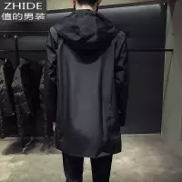 SUNTEK春秋季外套男士大码宽松夹克中长款风衣韩版潮流帅气薄款连帽上衣风衣