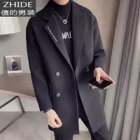 SUNTEK风衣外套男中长款2020年设计感秋冬款毛呢韩版英伦风帅气呢子大衣风衣