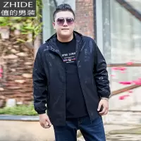 SUNTEK春秋新款胖子大码男装夹克加肥加大风衣宽松肥佬外衣胖人潮流外套风衣