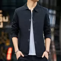 SUNTEK2020春秋款风衣青年男士翻领外套中长款夹克帅气男上衣棉潮流男风衣