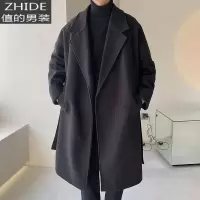 SUNTEK冬季新款毛呢大衣男中长款潮牌宽松加厚外套韩版潮流保暖风衣冬款风衣