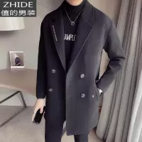 SUNTEK气质外套男中长款呢子风衣韩版毛呢大衣英伦西装潮流帅气秋冬新款风衣