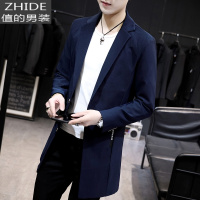 SUNTEK2019新款小西装男士韩版潮流上衣中长款风衣衣服休闲服装年轻西服风衣