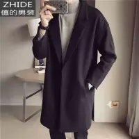 SUNTEK设计感风衣男英伦风中长款过膝韩版潮流痞帅气毛呢子大衣外套秋冬风衣