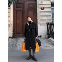 SUNTEK2020春秋战壕风衣男中长款宽松韩版潮流帅气过膝男士春季英伦外套风衣