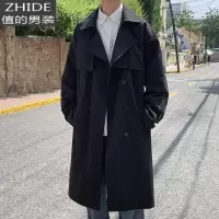 SUNTEK风衣男中长款韩版潮港风帅气过膝披风外套男春秋潮牌宽松英伦大衣风衣