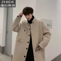 SUNTEK情侣装毛呢外套男韩版潮流秋冬款中长款风衣呢子大衣过膝帅气痞帅风衣