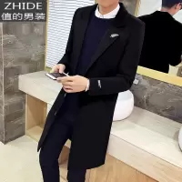 SUNTEK男士中长款风衣韩版潮流帅气呢子大衣2020秋冬季新款修身毛呢外套风衣