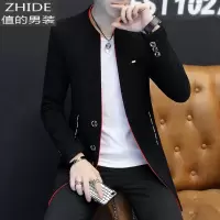 SUNTEK秋冬中长款毛呢大衣男加绒休闲韩版帅气潮流西装外套男士风衣修身风衣