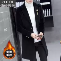 SUNTEK青年个性男士风衣韩版潮流外套男装冬季中长款大衣帅气修身款衣服风衣