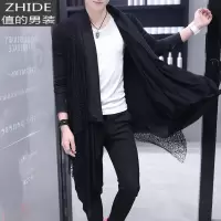 SUNTEK风衣男个性外套中长款春季韩版理发型师帅气披风潮流男装薄款大衣风衣