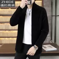 SUNTEK毛衣男秋季新款针织衫潮流韩版中长款开衫外套帅气披风男装厚风衣风衣