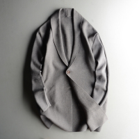 SUNTEK中长款风衣男长款外套新款韩版针织大衣立领夹克潮男披风1861风衣