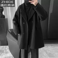 SUNTEK男士毛呢大衣秋冬中长款呢子外套学生宽松潮流休闲百搭韩版风衣潮风衣