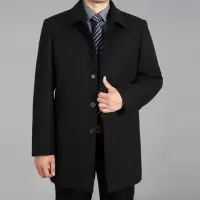 SUNTEK中老年男装毛呢外套男中长款春秋大衣扣衣男爸爸装中年风衣风衣