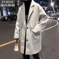 SUNTEK毛呢大衣男外穿风衣中长款秋冬帅气韩版简约冬季呢子外套休闲潮流风衣