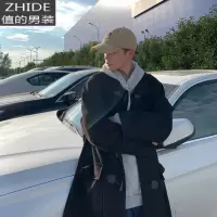 SUNTEK毛呢大衣男中长款牛角扣设计感韩版潮流帅气加厚情侣风衣冬季外套风衣