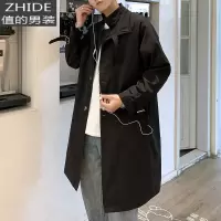 SUNTEK外套男春秋季韩版潮流风衣男中长款过膝褂子帅气上衣潮牌宽松大衣风衣