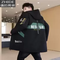 SUNTEK冬季男士夹克加绒加厚韩版潮流初中高中学生青少年风衣中长款外套风衣