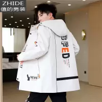 SUNTEK外套男士风衣中长款秋冬装上衣加绒加厚潮流青少年初高中学生夹克风衣