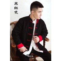 SUNTEK中国风长袖外套男青年潮牌棉唐装中老年复古汉服居士服练功服秋夹克