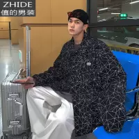 SUNTEK痞帅炸街反光外套男春秋韩版潮流百搭衣服帅气男装港风飞行夹克潮夹克